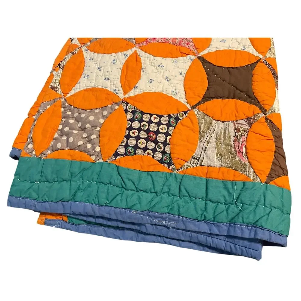 Queen Size Handmade Quilt Bright Colorful